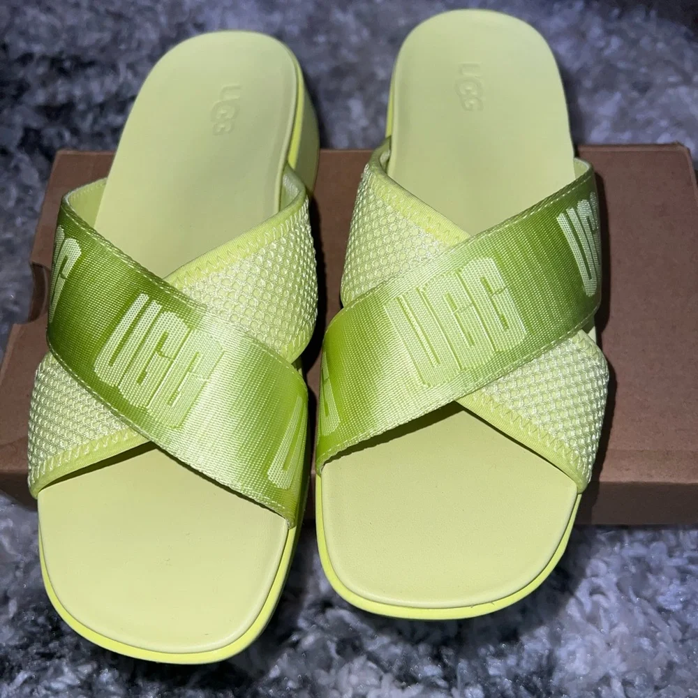 UGG Womens Emily Mesh Lime Green Sandals size 6M - Picture 1 of 6